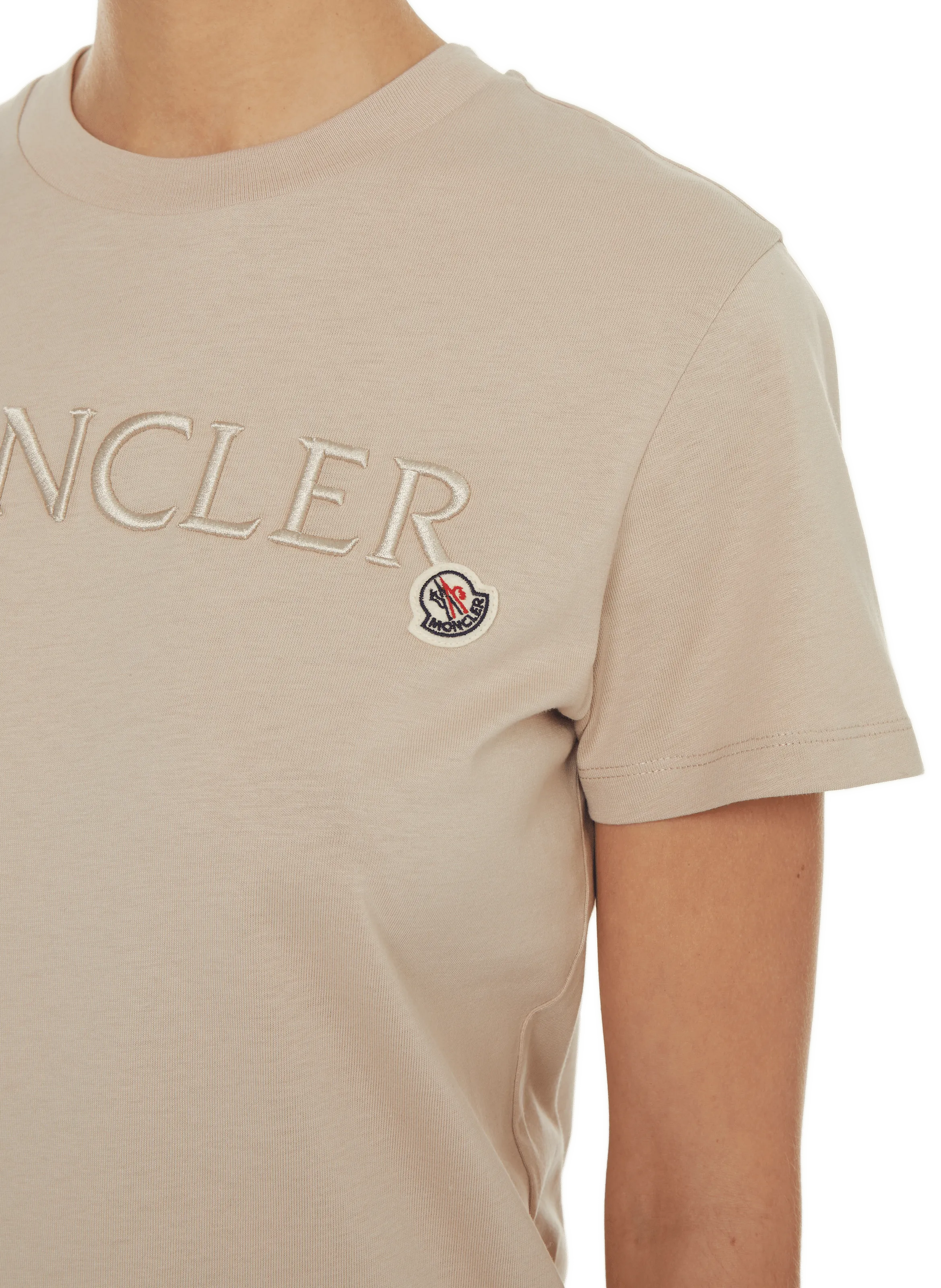 MONCLER  T-shirt with logo - Beige