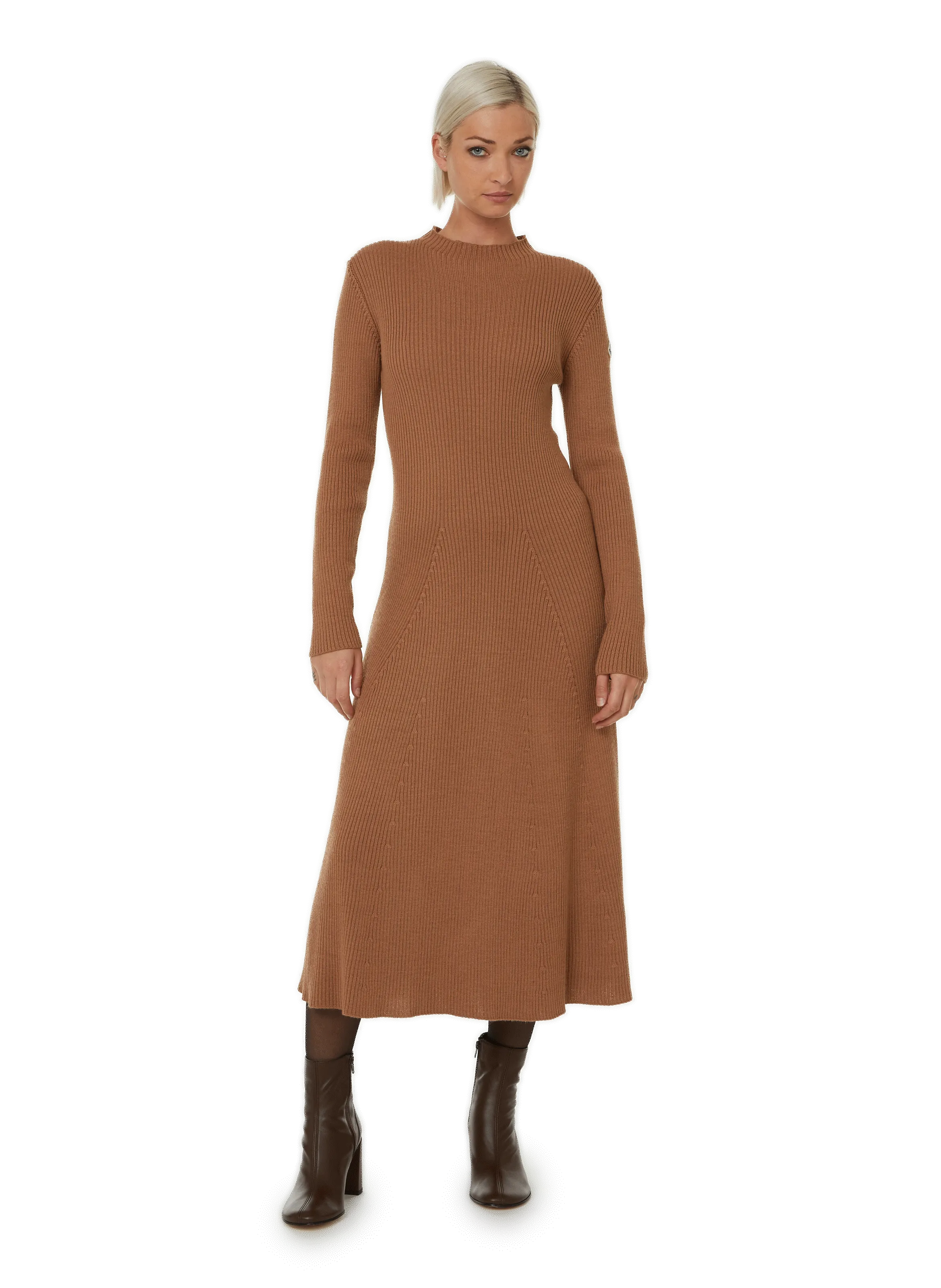 MONCLER  Virgin wool-blend midi dress - Brown