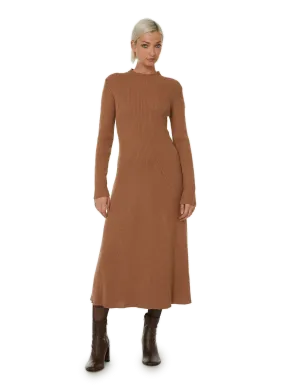 MONCLER  Virgin wool-blend midi dress - Brown