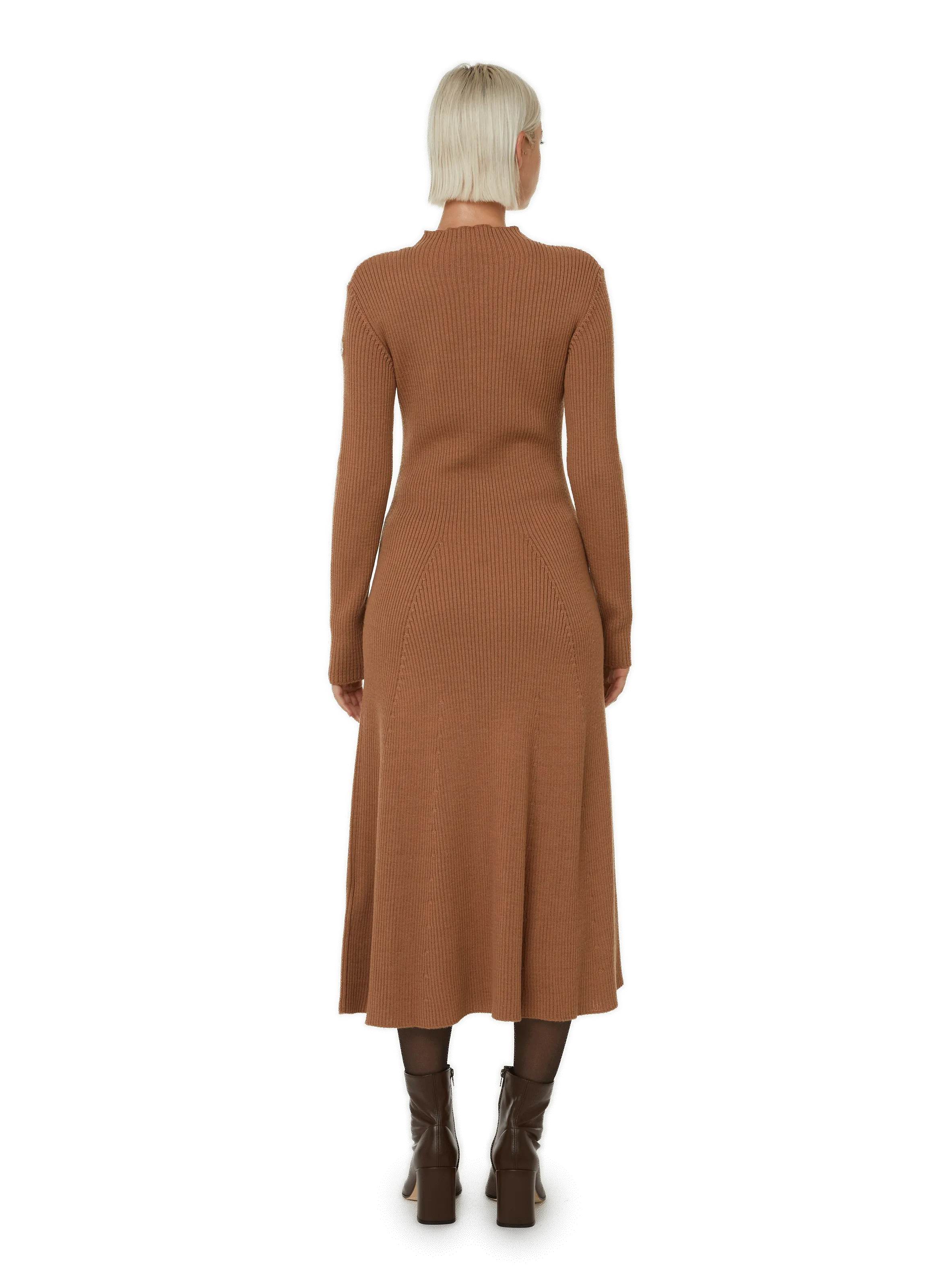 MONCLER  Virgin wool-blend midi dress - Brown