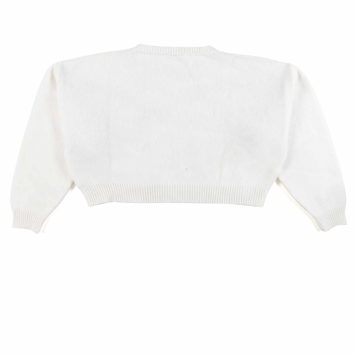 Monnalisa Cream Cropped Pullover With Roses