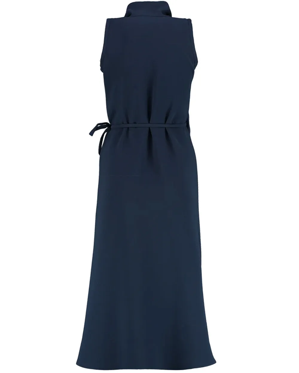 Navy Sleeveless Braid Wrap Dress