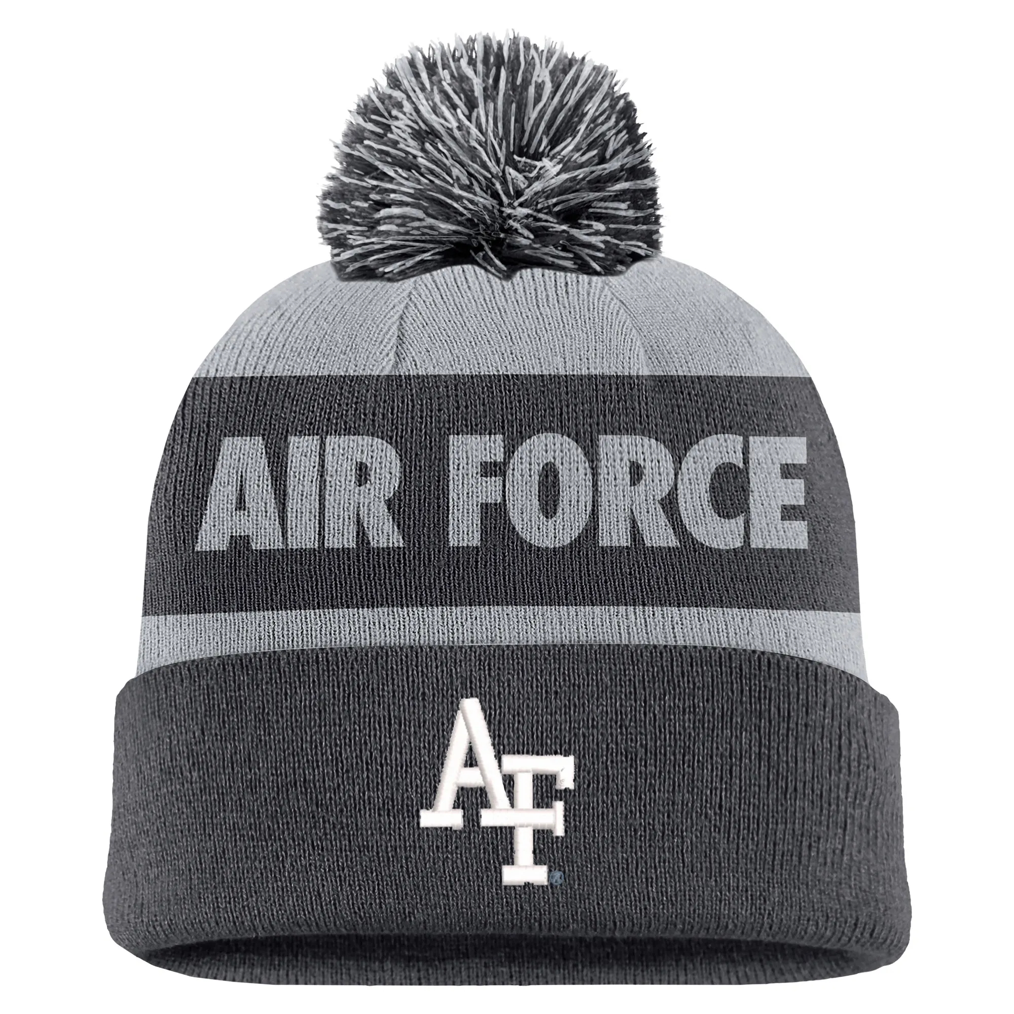 Nike Air Force Falcons Charcoal Rivalry Shield Cuffed Knit Hat with Pom