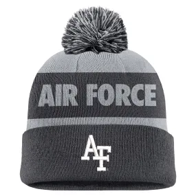 Nike Air Force Falcons Charcoal Rivalry Shield Cuffed Knit Hat with Pom