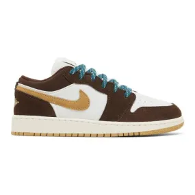 Nike air jordan 1 low gs (cacao wow/ brown/ twine/ sail/ geode teal/ luminous green) big kids 3.5y-7