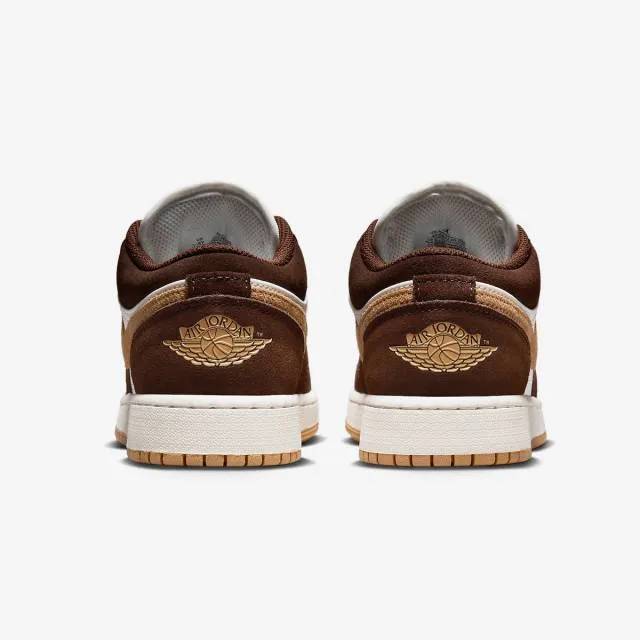 Nike air jordan 1 low gs (cacao wow/ brown/ twine/ sail/ geode teal/ luminous green) big kids 3.5y-7