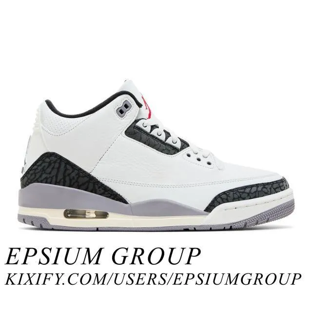 Nike air jordan 3 retro (cement grey/ summit white/ fire red/ cement grey/ black) men us 8-13 ct8532-106