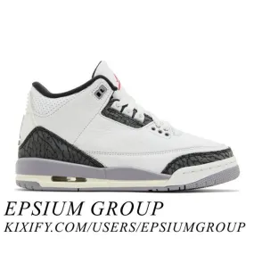 Nike air jordan 3 retro gs (cement grey/ summit white/ fire red/ cement grey/ black) big kids 3.5y-7y dm0967-106