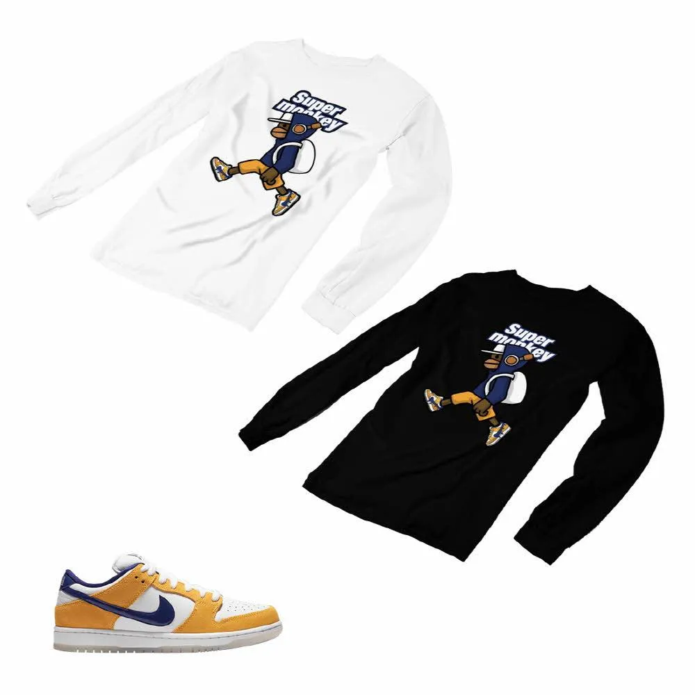 Nike SB Dunk Laser Orange Matching Custom Designed Long Sleeve T shirt ND 1-3-8