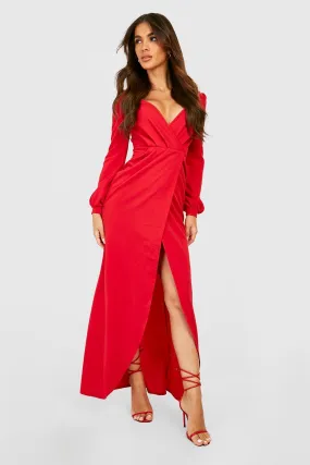 Off The Shoulder Wrap Maxi Dress