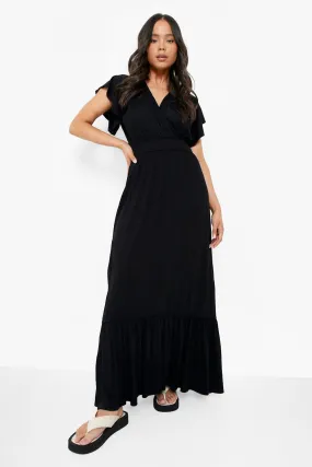 Petite Angel Sleeve Wrap Maxi Dress