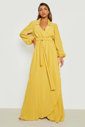 Plisse Wrap Maxi Dress