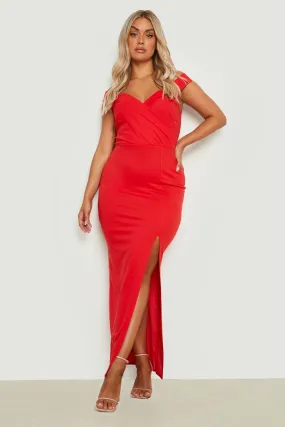 Plus Wrap Off The Shoulder Maxi Dress