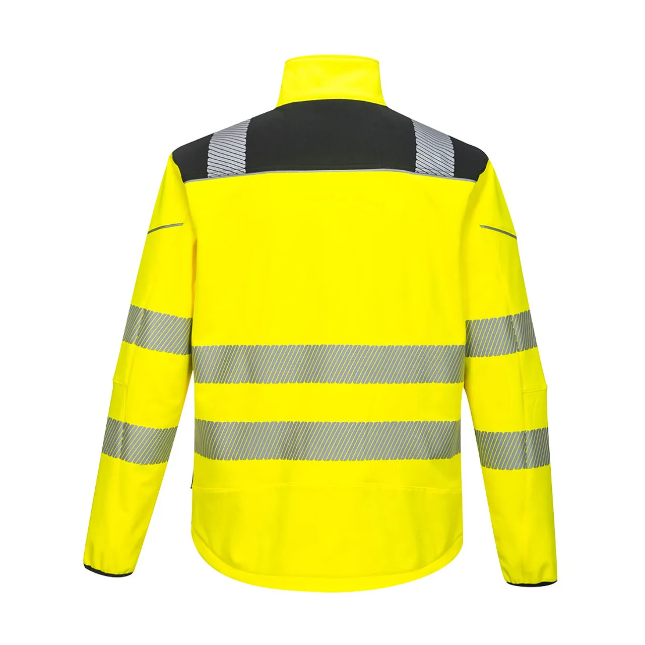 PortWest Class 3 Hi Vis Yellow Softshell Jacket with Black Trim T402