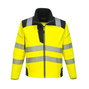 PortWest Class 3 Hi Vis Yellow Softshell Jacket with Black Trim T402