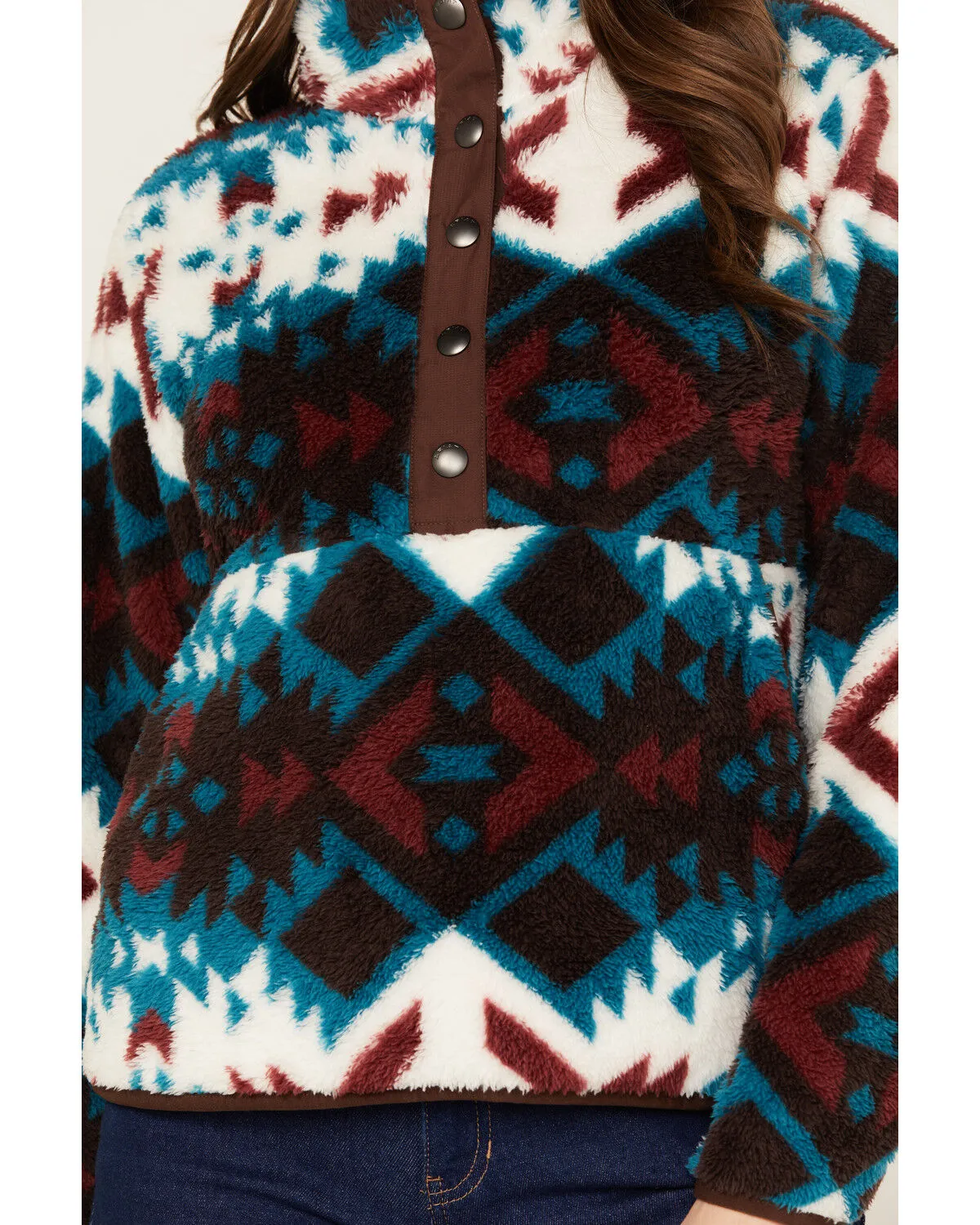 Product Name:  Ariat Women's Southwestern Print Berber Snap Front Pullover - Plus