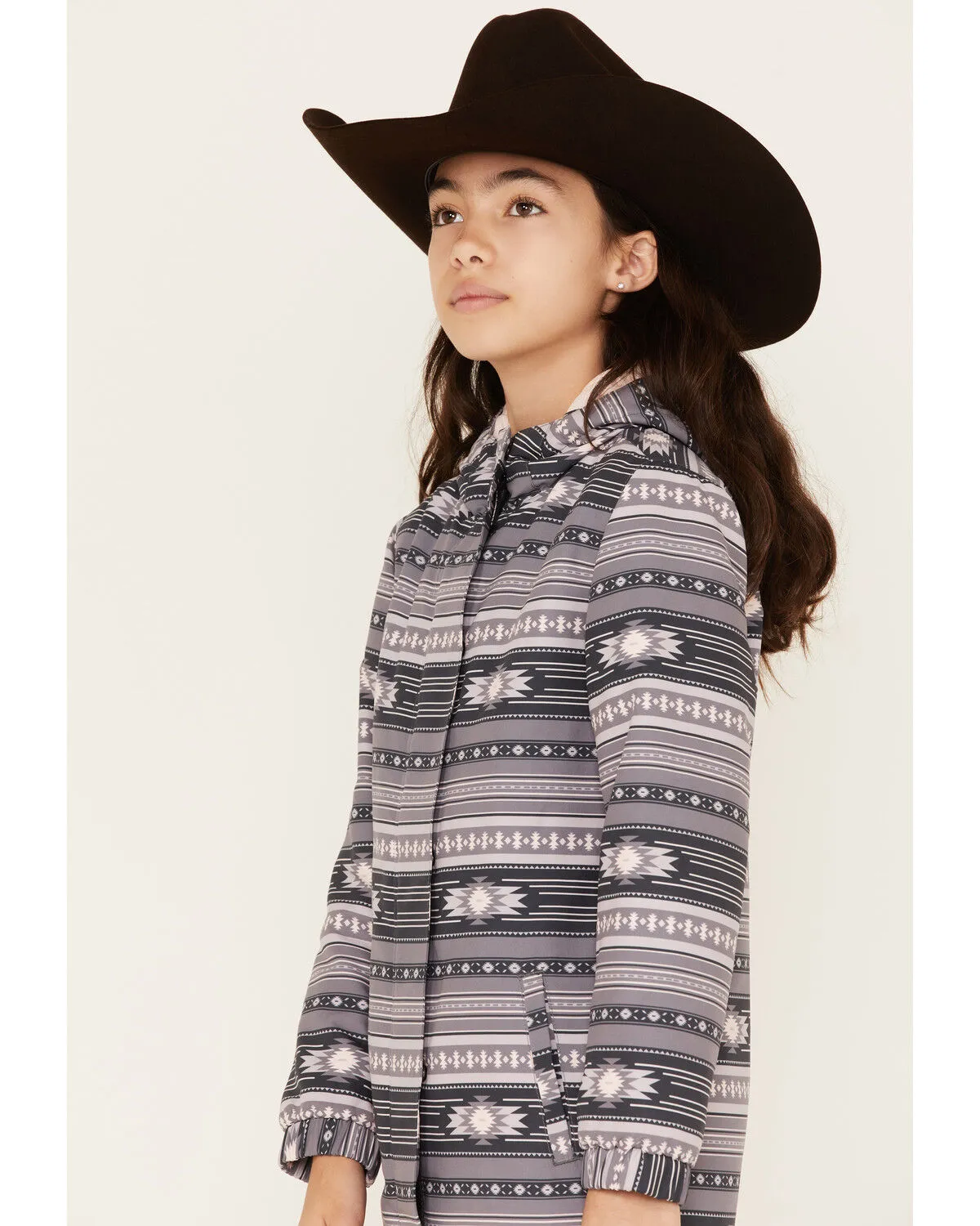 Product Name:  Cruel Girl Girls' Southwestern Stripe Softshell Hooded Jacket