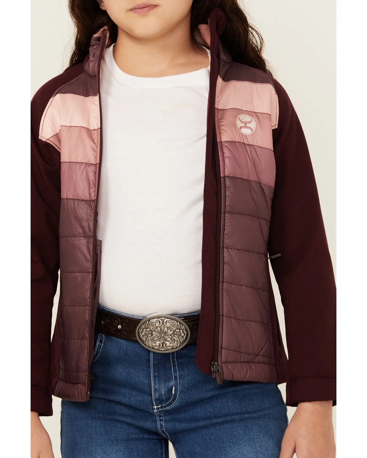 Product Name:  Hooey Girls' Port Striped Quilted Softshell Jacket