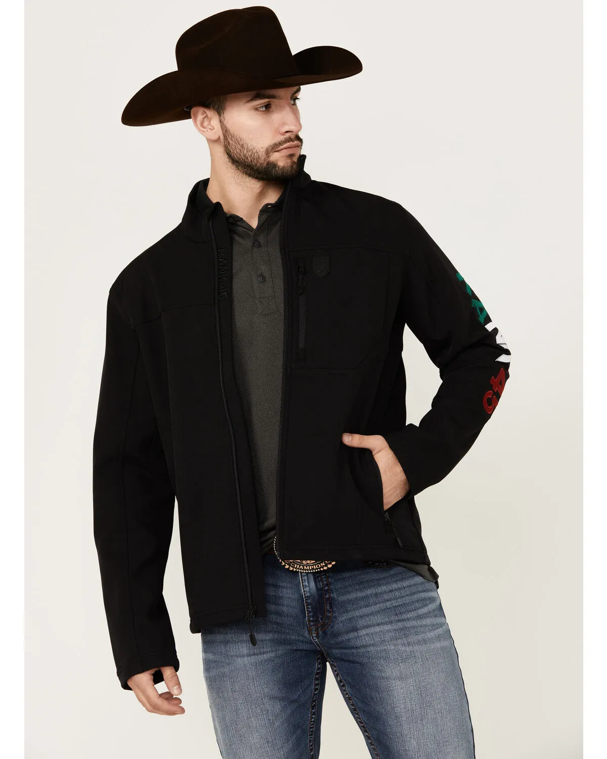 Product Name:  RANK 45® Men's Mexico Embroidered Seal Softshell Jacket