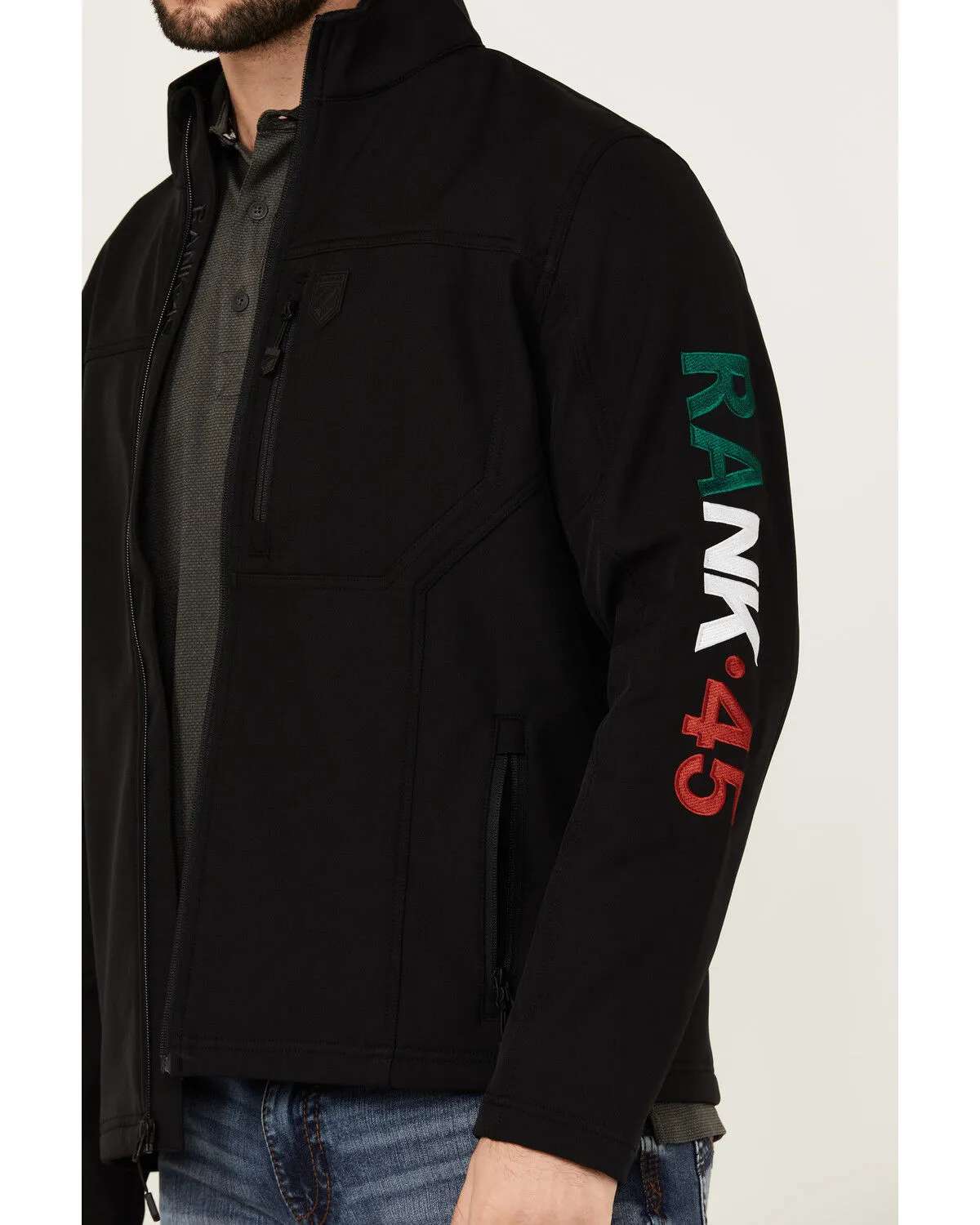 Product Name:  RANK 45® Men's Mexico Embroidered Seal Softshell Jacket