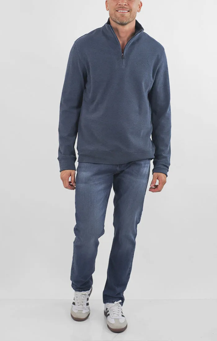 Quarter Zip Dongan Ultra Soft Stretch Ribbed Pullover