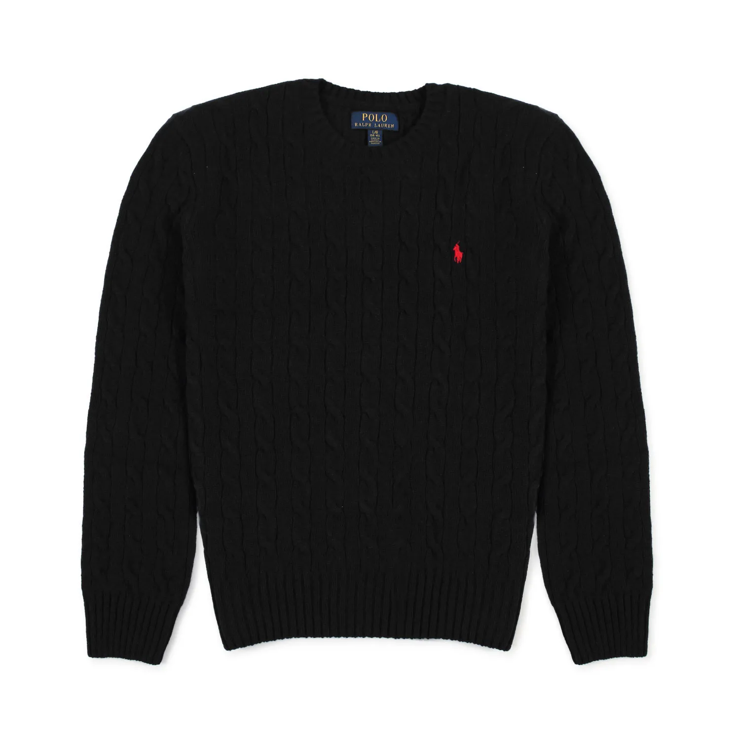 Ralph Lauren Black Wool Braided No-Gender Pullover