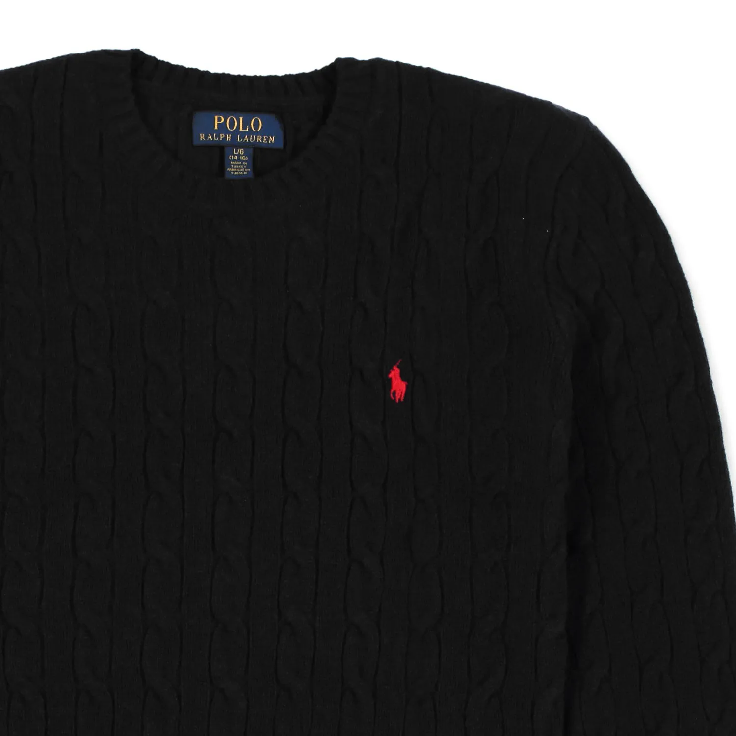 Ralph Lauren Black Wool Braided No-Gender Pullover