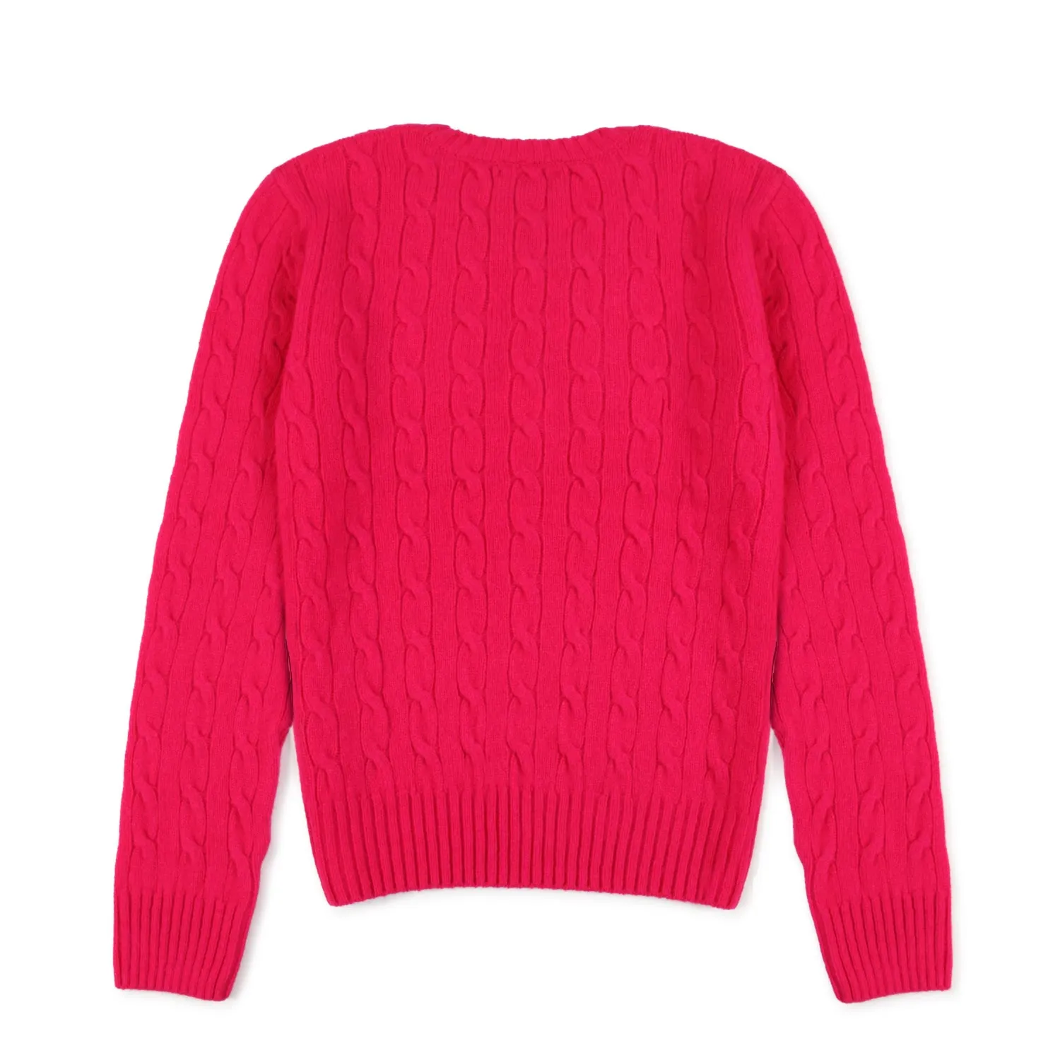 Ralph Lauren Fuchsia Wool Braided Pullover For Girls