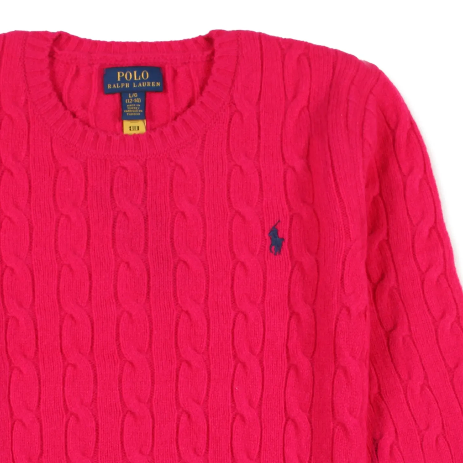 Ralph Lauren Fuchsia Wool Braided Pullover For Girls