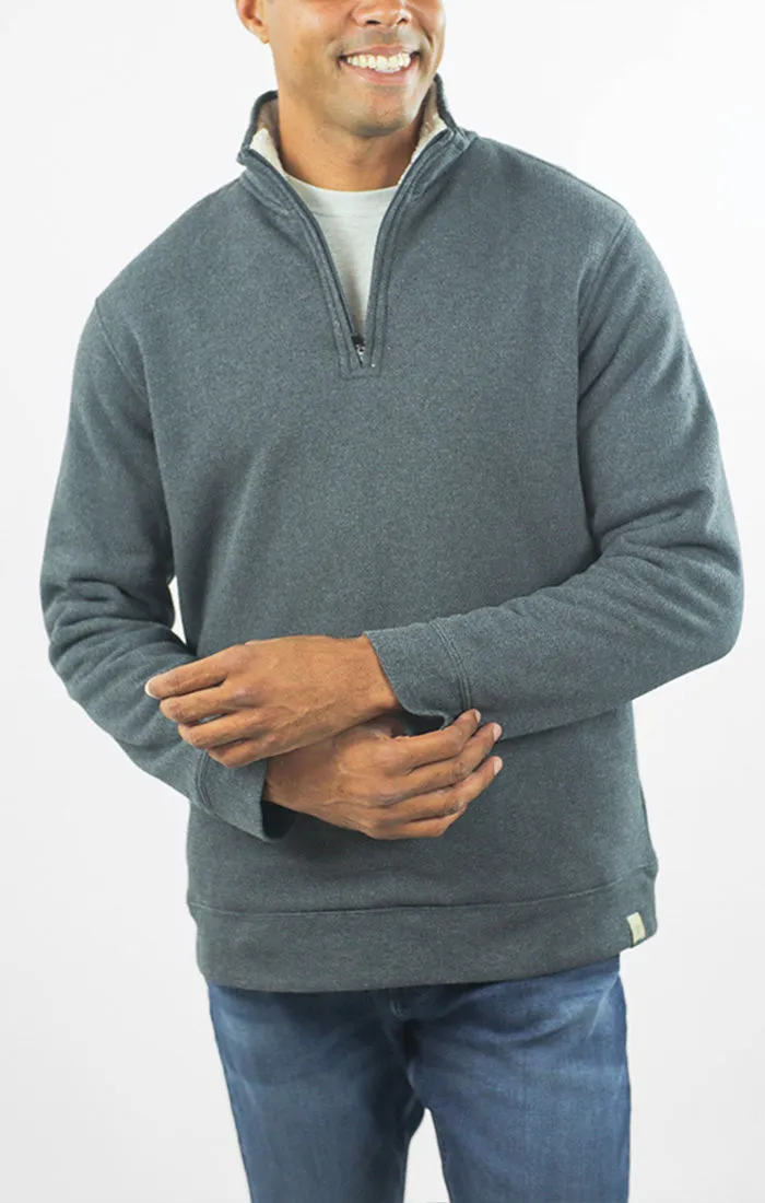 Recycled Jacquard Sherpa Lined Quarter Zip Pullover