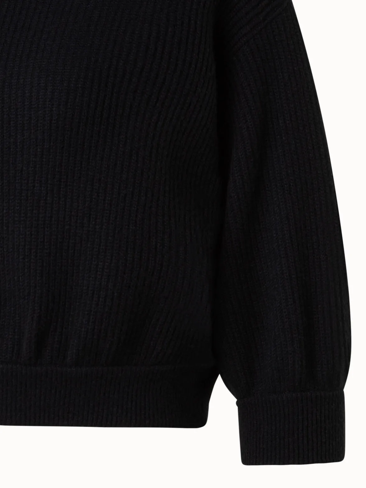 Ribbed Cashmere Knit Short Pullover