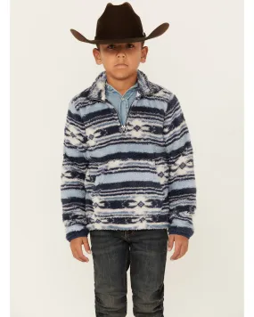 Rock & Roll Denim Boys' Southwestern Striped Fuzzy 1/4 Zip Pullover