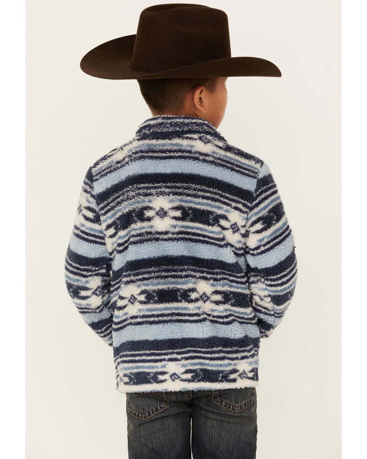 Rock & Roll Denim Boys' Southwestern Striped Fuzzy 1/4 Zip Pullover