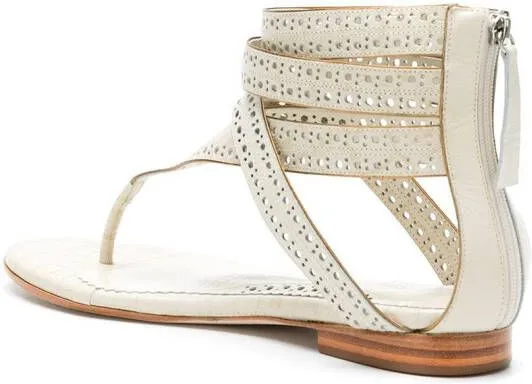 Sarah Chofakian Lis leather flat sandals White