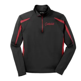 Signature Coolwick Black Red Sport-Wick Stretch 1/2-Zip Colorblock Pullover