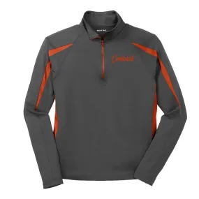 Signature Coolwick Logo Grey Orange Sport-Wick Stretch 1/2-Zip Colorblock Pullover