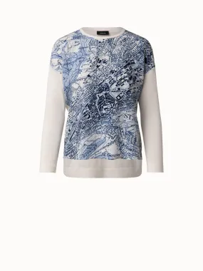 Silk Knit Pullover St.Gallen Map Print Front