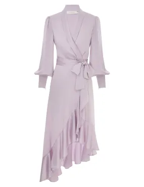 --Silk Wrap Midi Dress-