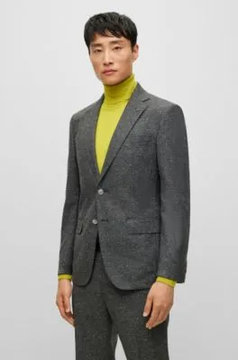 Slim-fit jacket in a micro-pattern wool blend