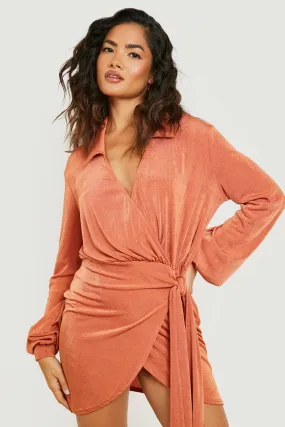 Slinky Wrap Shirt Dress