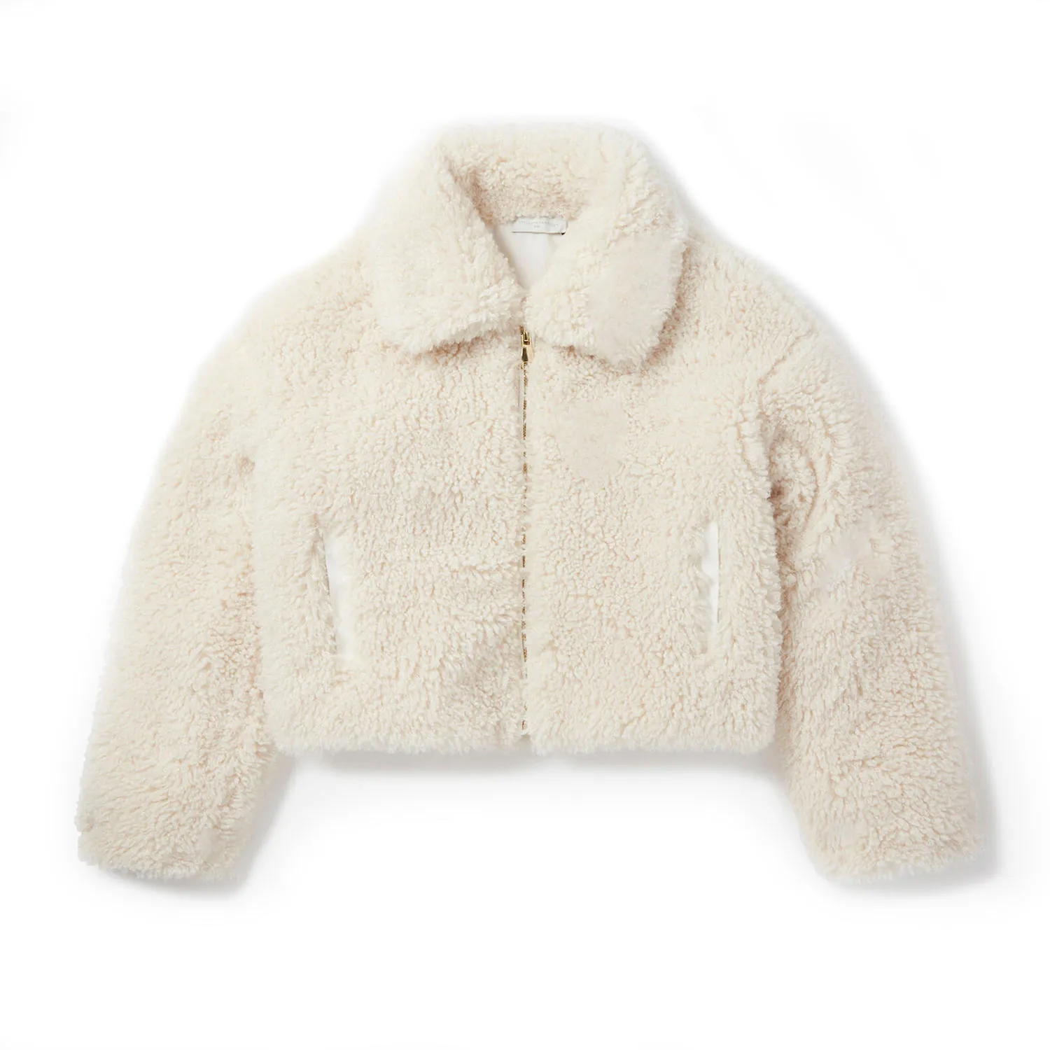 Stella Mccartney Short Cream Borg Jacket For Girls And Teens