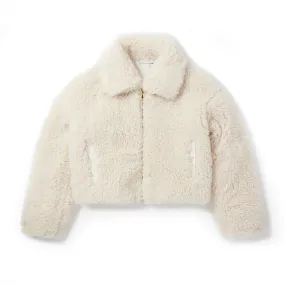 Stella Mccartney Short Cream Borg Jacket For Girls And Teens