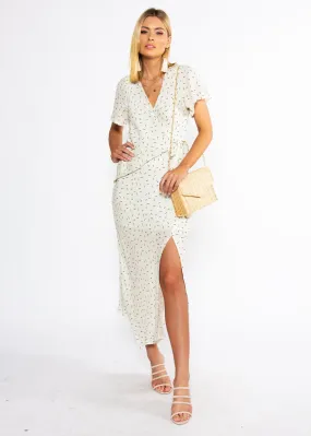 Sweet Flourish Wrap Maxi Dress - Cream