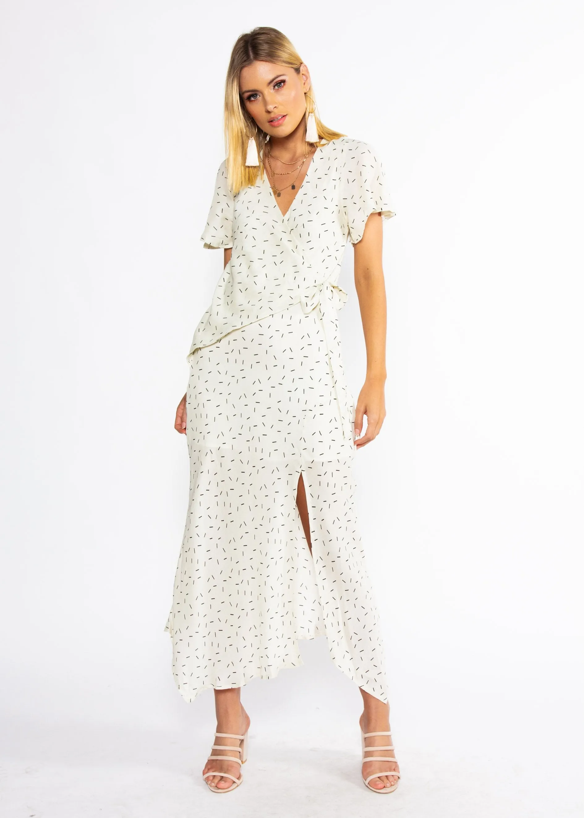 Sweet Flourish Wrap Maxi Dress - Cream