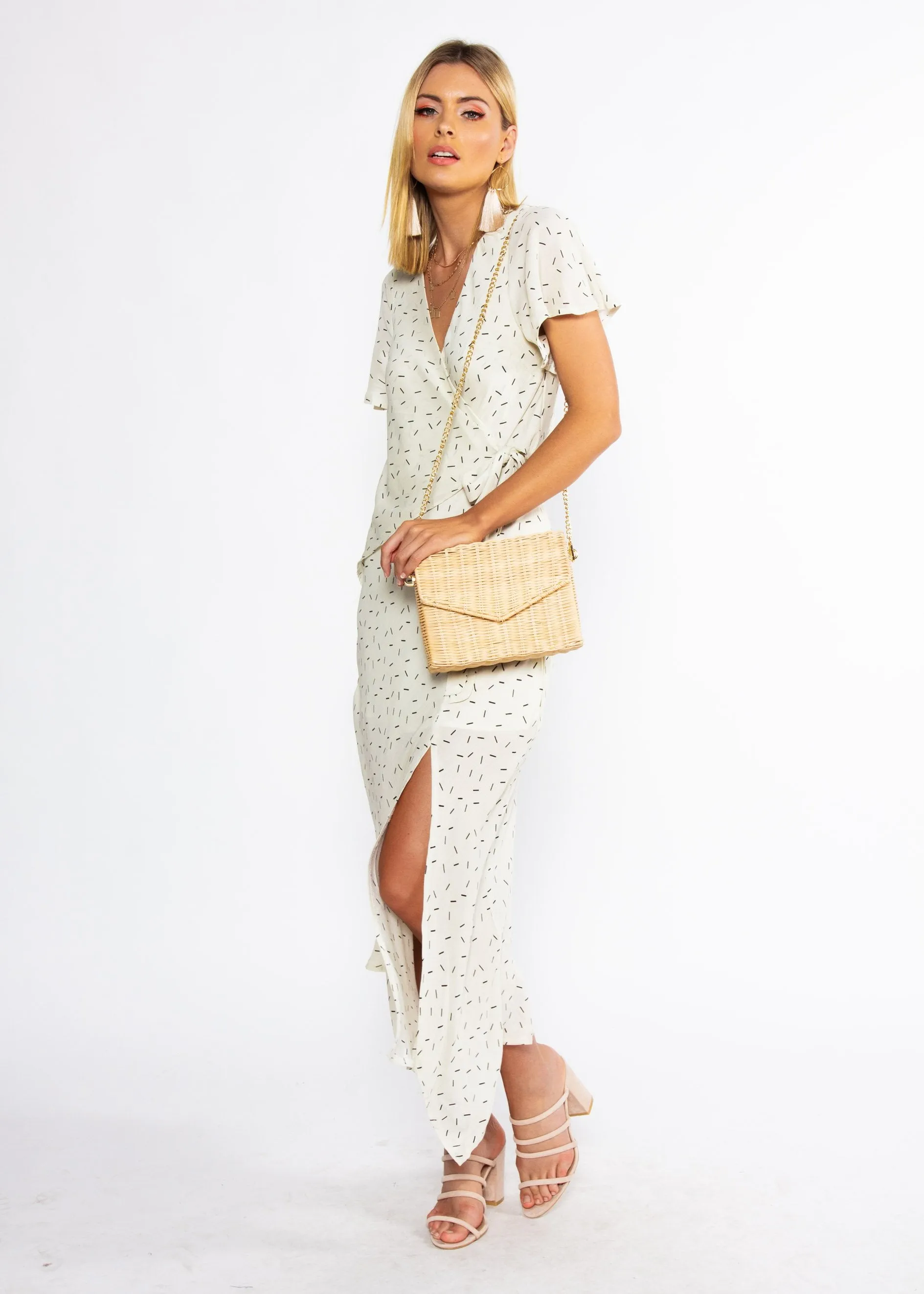 Sweet Flourish Wrap Maxi Dress - Cream