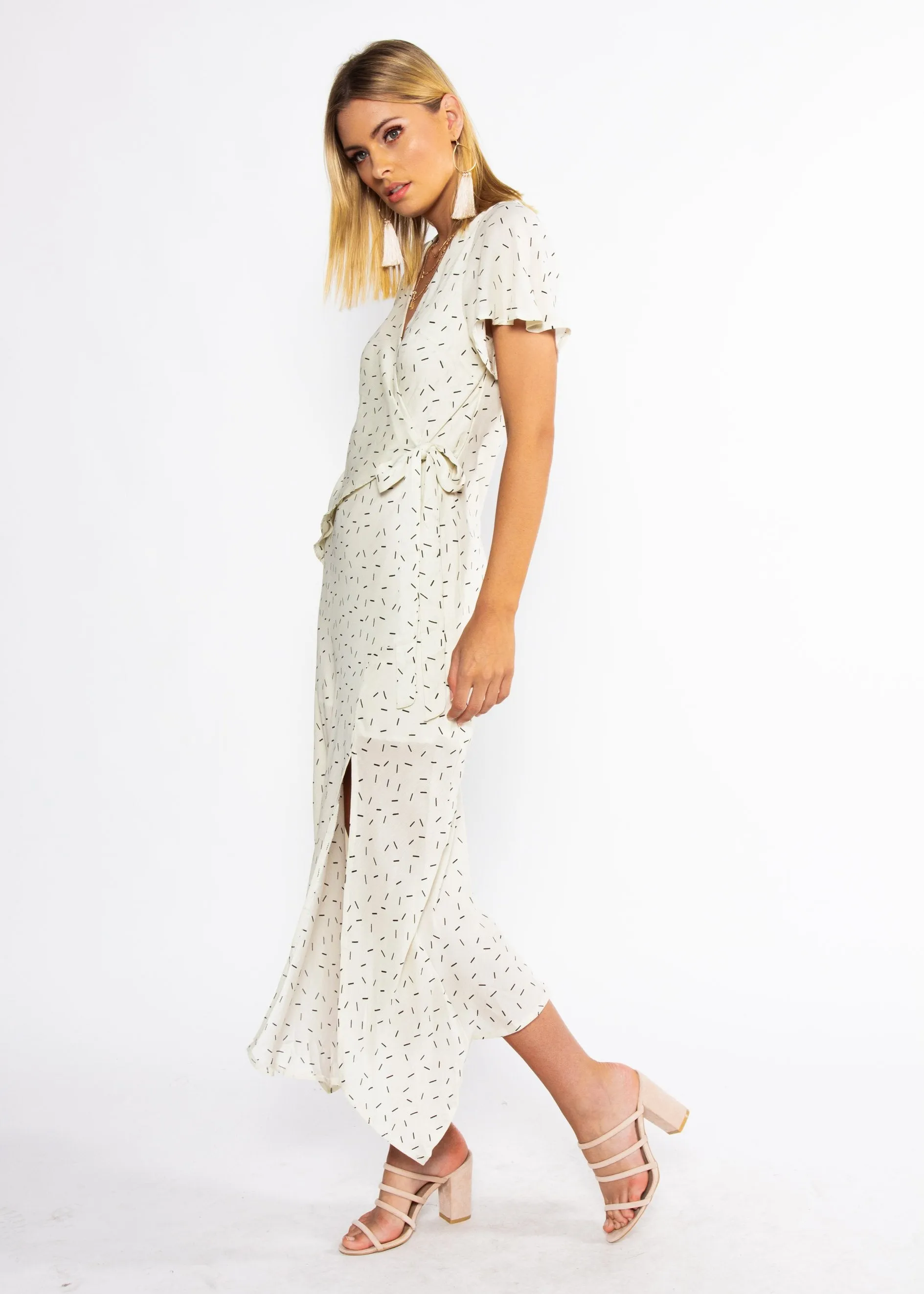 Sweet Flourish Wrap Maxi Dress - Cream