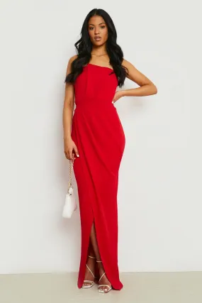 Tall Bandeau Wrap Detail Split Maxi Dress