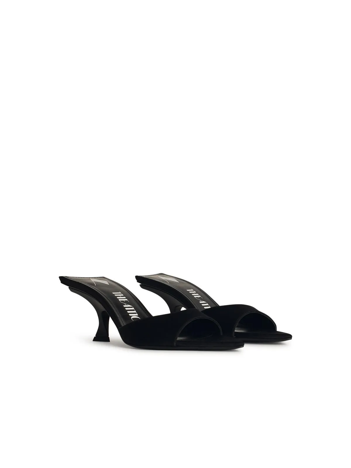 The Attico    Attico 'Bes' Black Satin Sandals