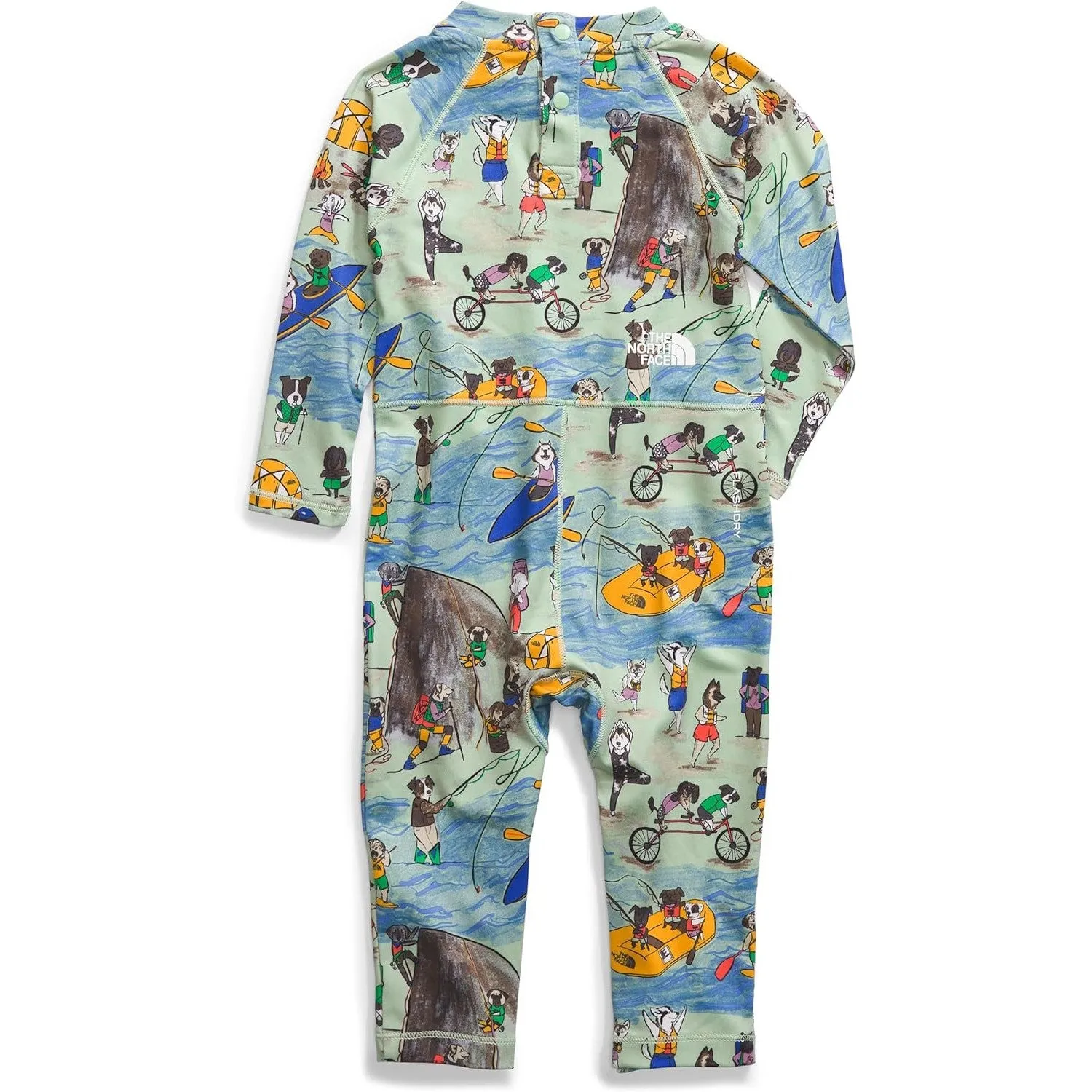 THE NORTH FACE Baby Amphibious Sun One-Piece, Misty Sage TNF Design Dogs Print, 3-6 Months