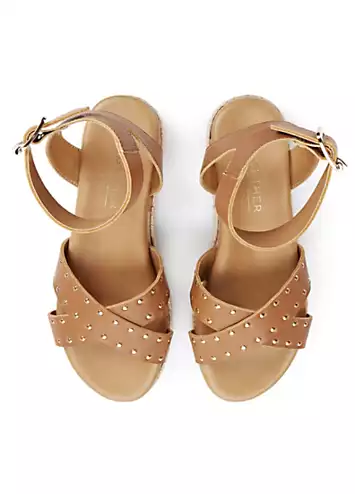 Together Tan Italian Leather Stud Sandals | Grattan